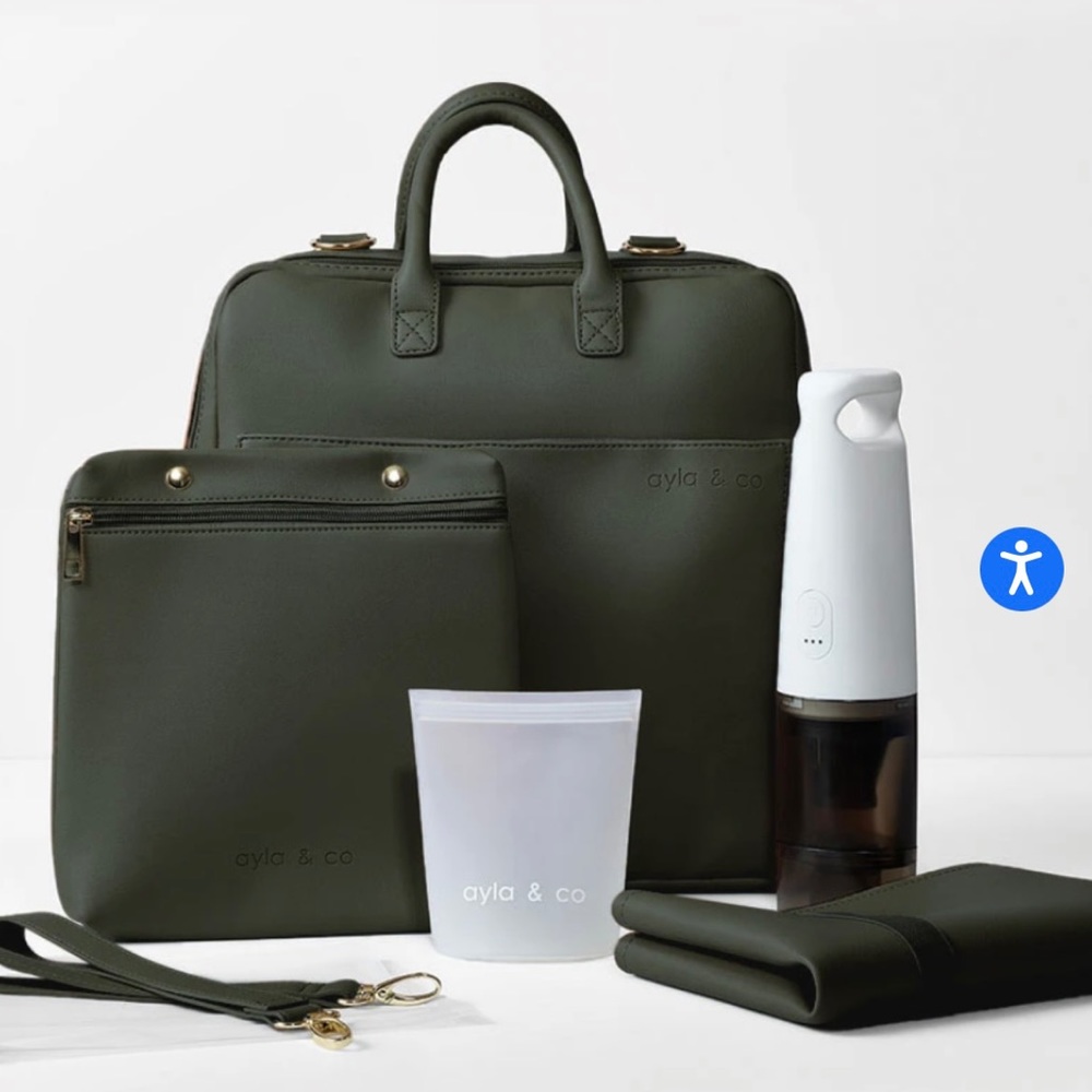 Ayla & Co Large Diaper Bag & Vacuum Bundle | Green